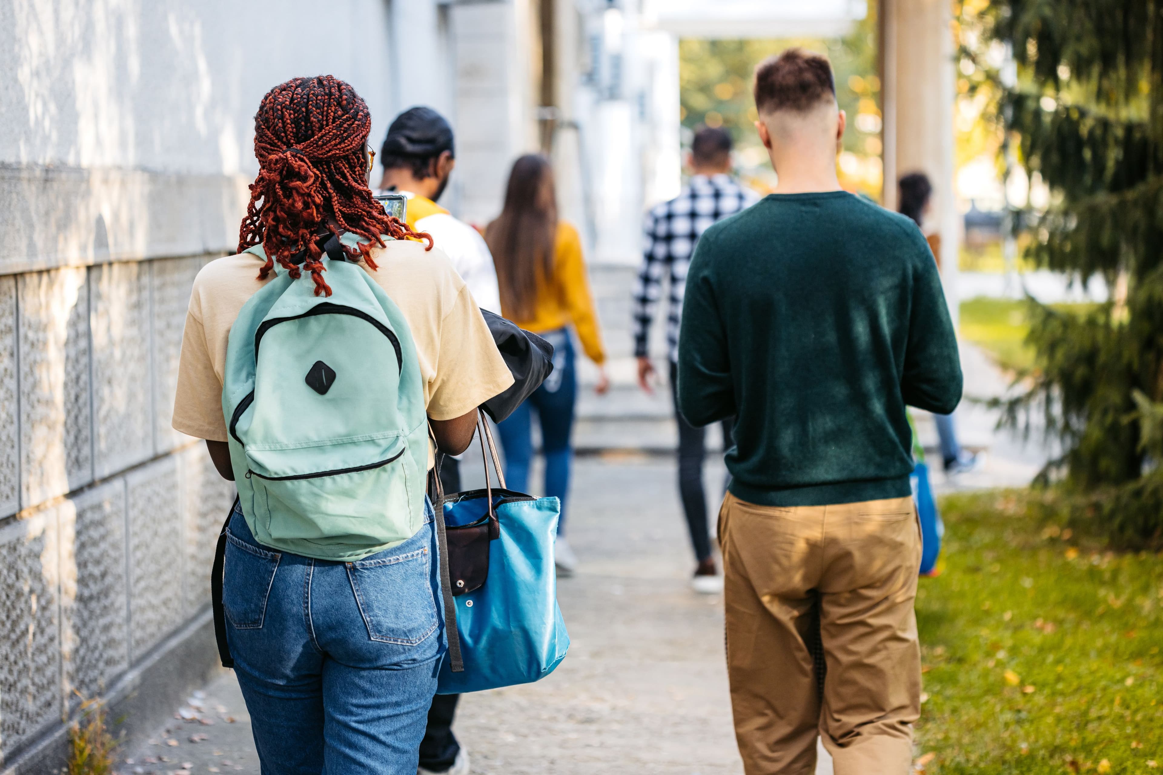College students walking to class